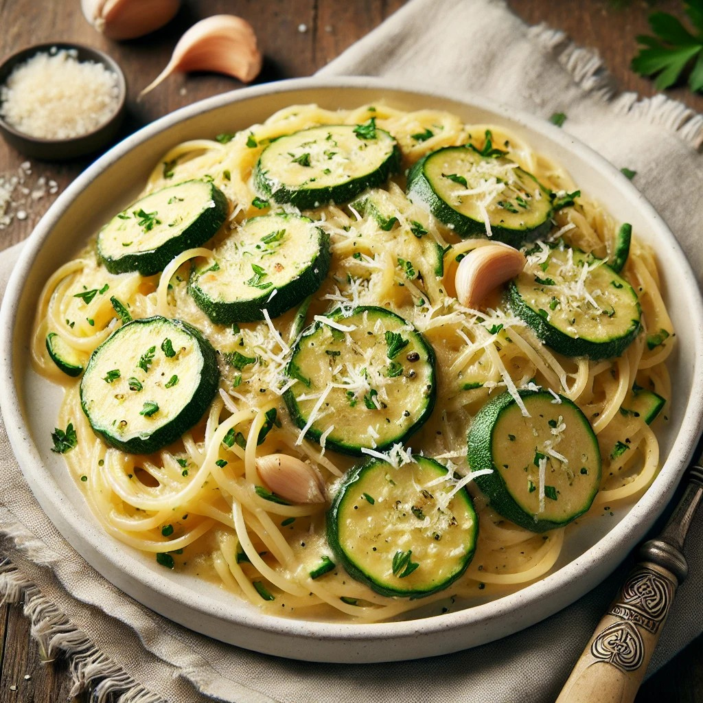 Zucchini Pasta mit Knoblauch