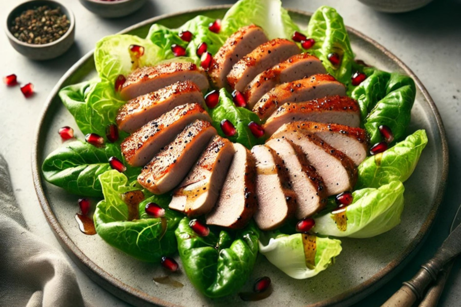 Kopfsalat mit gebackener Ente