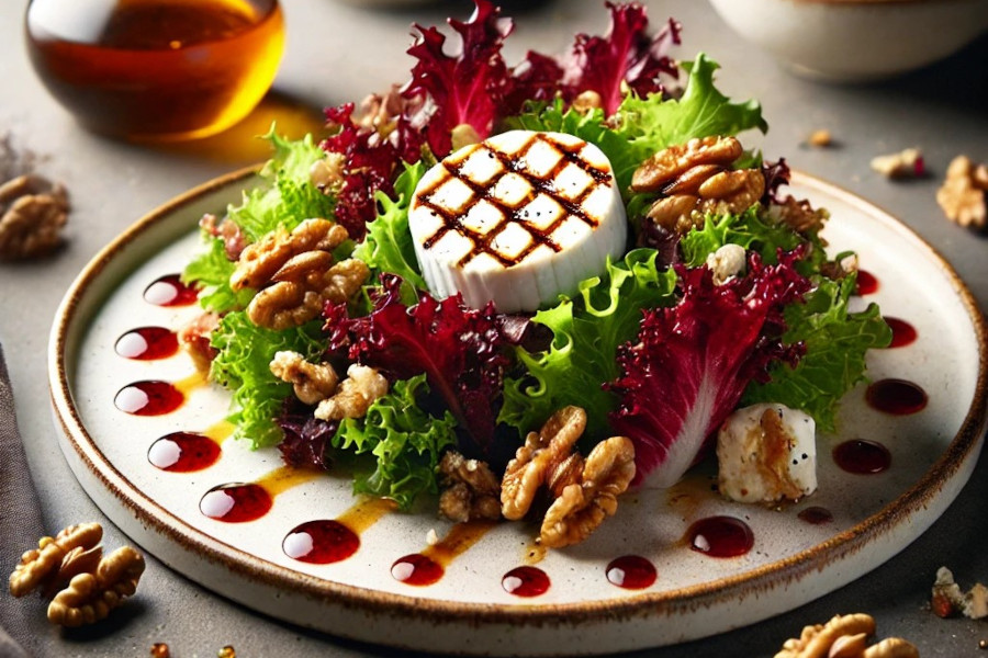 Lollo Rossa Salat mit Ziegenkäse